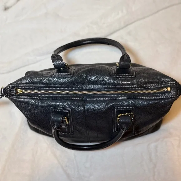 Coach Hamilton Large Black Leather Satchel Bag F12444 - Picture 8 of 11